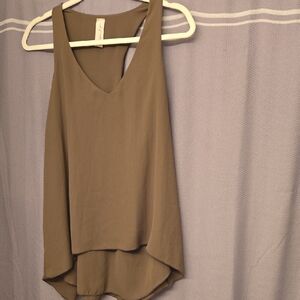 Allison Joy Tan Asymmetrical Sleeveless Tank Top